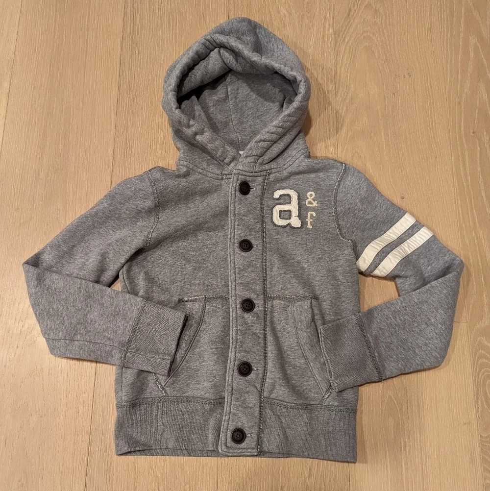 Abercrombie & Fitch Gray Kids Hoodie with Button Front